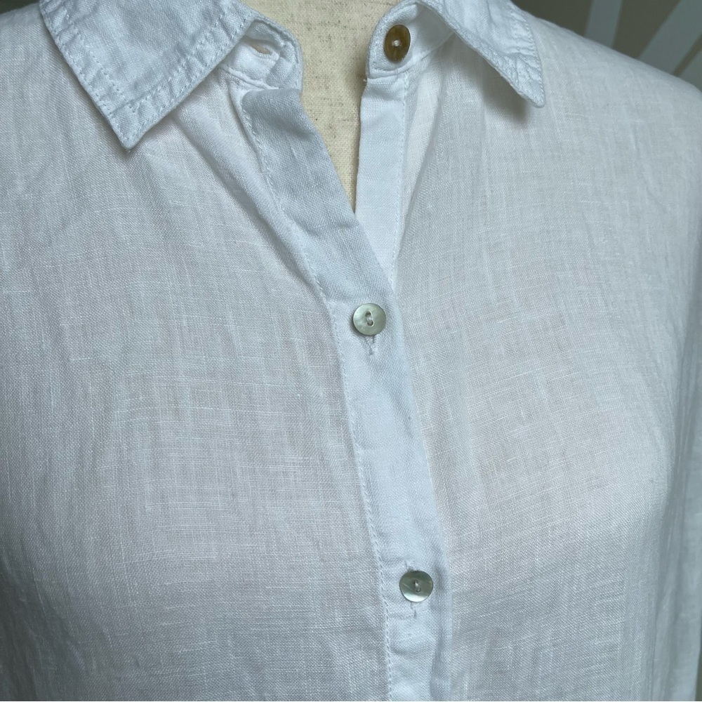 100% linen button down white shirt by SIGRID OLSEN in size M. - Picture 3 of 8